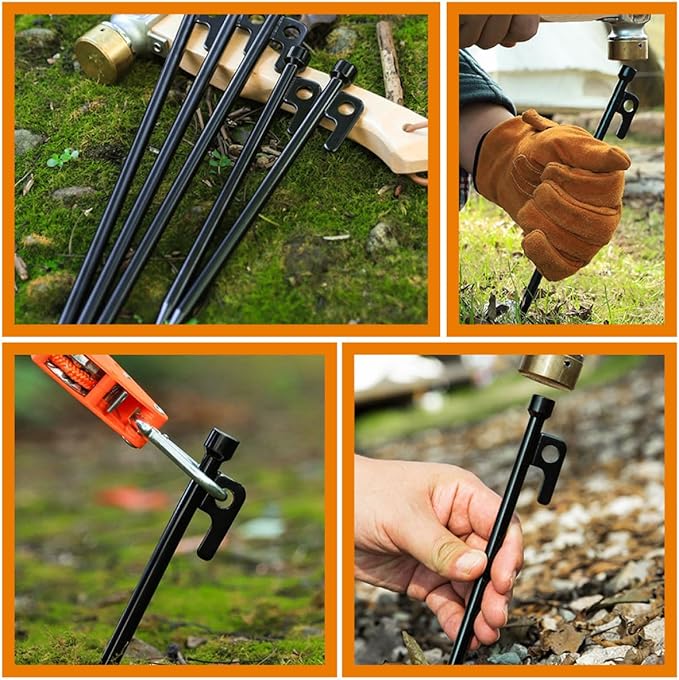 Artibetter 10pcs Outdoor Tent Pegs Heavy Duty Metal Stakes 25cm Thickened Ground Fixing Stakes Camping Tent Accessories for Hiking and Beach Use