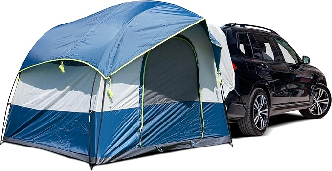 Universal SUV Camping Tent - Up to 8-Person Sleeping Capacity Includes Rainfly and Storage Bag - Car Tailgate Glamping Tent - 8'W x 8'L x 7.2'H Gray and Blue