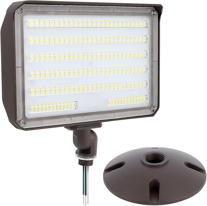 100W LED Flood Light Outdoor Knuckle Switch Controlled Floodlight with Plate5000K 14200Lm IP65 Waterproof Outdoor Security Lights for Yard Garden GarageETL Listed