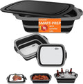 Collapsible BBQ Prep Tub XL with Locking Lid &amp Cutting Board - Pro-Grade Silicone Grill Station for Brisket Ribs Meal Prep - Space-Saving Portable Container for Camping Tailgating &amp Outdoor