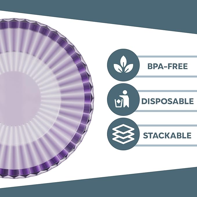 Exquisite Purple Plastic Bowls Disposable - 16 Oz - 20 Count - Disposable Soup Bowls - Great for Weddings Parties And Formal Occasions