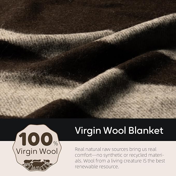100% Wool Blanket 62 x 86 Warm Thick Washable Military Wool Blanket Great for Camping Outdoors Sporting Events Survival Kits