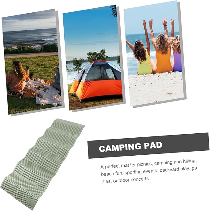 Totority Foldable Outdoor Camping Cushion Thick Picnic Mat Multi-use Sitting Pad Green Aluminum Foil Mat for Hiking and Travel