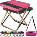 2026 Upgraded Large 12.2in Foldable Backpack Stool 265lbs Ultralight Portable Backpack Chair with Carry Bag Collapsible Stool for Hiking Camping &amp Fishing (Pink Small)