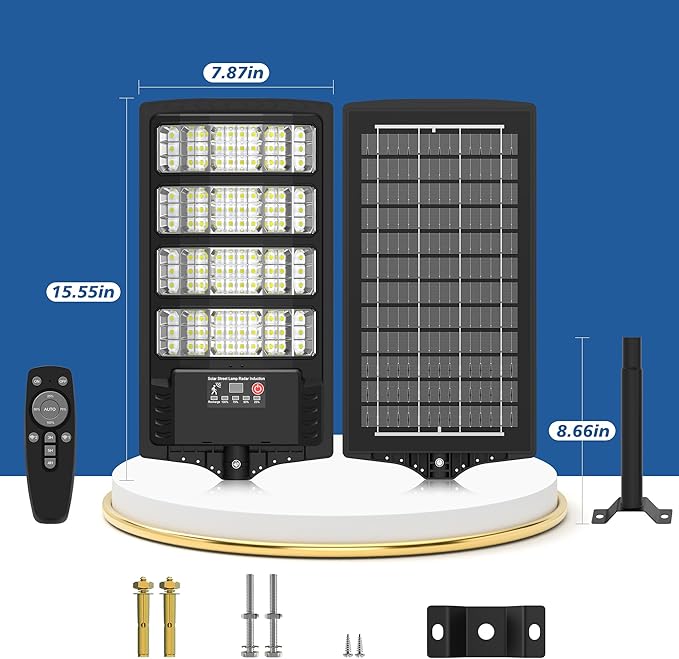 Solar Lights Outdoor Waterproof - Super Bright Solar Street Lights Outdoor Dusk to Dawn with Motion Sensor and Remote Control Wide Angle Commercial LED Street Light IP67 Waterproof 4 Packs