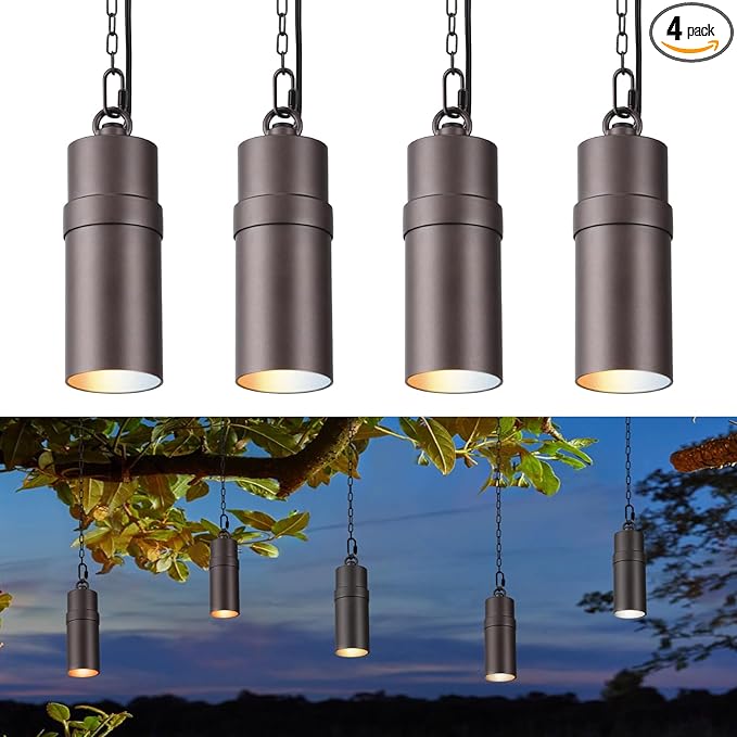 LEONLITE 5CCT Low Voltage Hanging Landscape Lights 12V Hanging Tree Lights ETL Listed LED Outdoor Pendant Light for Gazebo Pergola Garden Aluminum IP65 Oil Rubbed Bronze Pack of 4