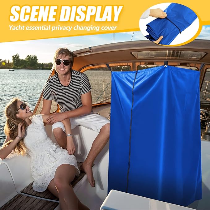 Boats Privacy Curtain Changing Room with Bag Portable Privacy Tent Easy Up Pontoon Enclosure Partition for Pontoons Boat Hanging Tent 27 W x 30 D x 72 H(Blue)