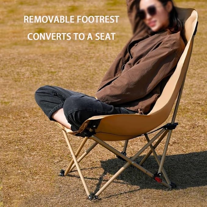 Folding Camping Chair with Removable Leg Rest Outdoor Chairs with Large-Capacity Side Pockets for Fishing Hiking Home(Purple)