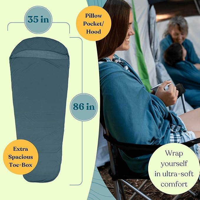 Sleeping Bag Liner for Hot or Cold Weather Camping Ultra-Soft Washable 86x35  Lightweight &amp Anti-Static Polyester Knit Sleep Sack Adult Travel Sheets Summer Sleeping Bag liner Cotton Feel