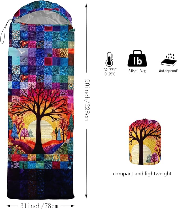 AILONEN Pink Flamingo Sleeping Bag for Kids GirlsWarm and Cool WeatherLightweightWaterproof BackpackingTropical Flamingo Theme Palm Leaves Sleeping Bag for Camping
