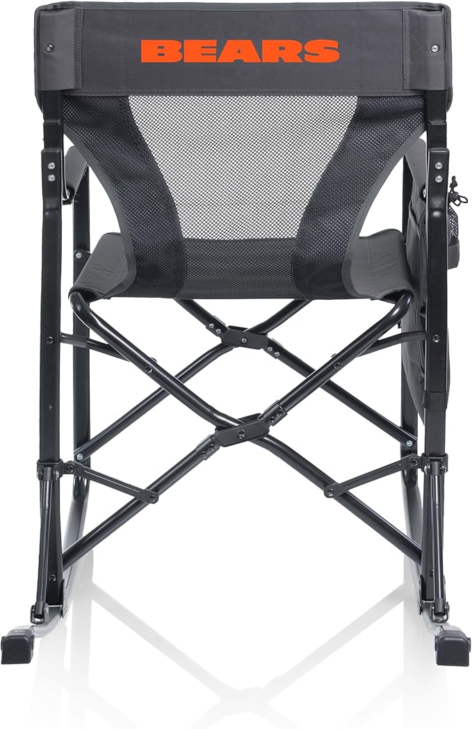 Picnic TIME NFL Chicago Bears Woodland Rocking Camping Chair with Storage Caddy Camp Chair for Adults (Charcoal Gray)