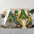 a Green Parrot 50x40 Printed Soft Fleece Blanket for Sofa Bed and Camping - Cozy Blanket for Travel Picnics Nighttime Use