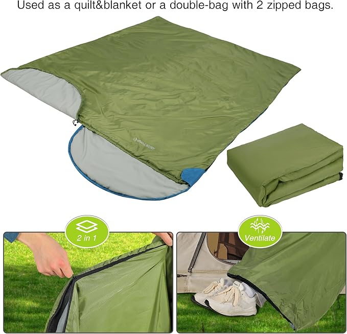 REDCAMP Ultra Lightweight Sleeping Bag for Backpacking Hiking Comfort for Adults Warm Weather with Compression Sack
