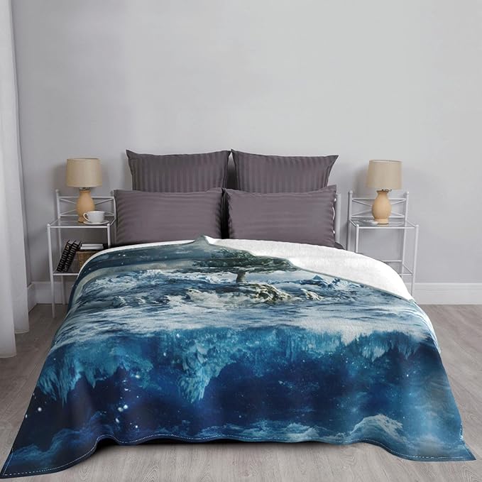 Ice and Snow Soft Fleece Blanket 60 * 50 inch Soft Sofa Blanket Suitable for Sofa Camping Travel Night Cover Blanket