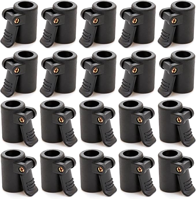 Camping Gear Tent Poles Connector Tent Accessories Light Weight for Outdoor Camping Tent Awning Poles Black 20Pcs