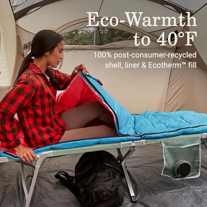 Coleman Flatlands 30/40/50°F Sleeping Bag Made from 100% Recycled Material Big &amp Tall Options Cool-Weather Sleeping Bag for Camping Sleepovers Guests &amp More