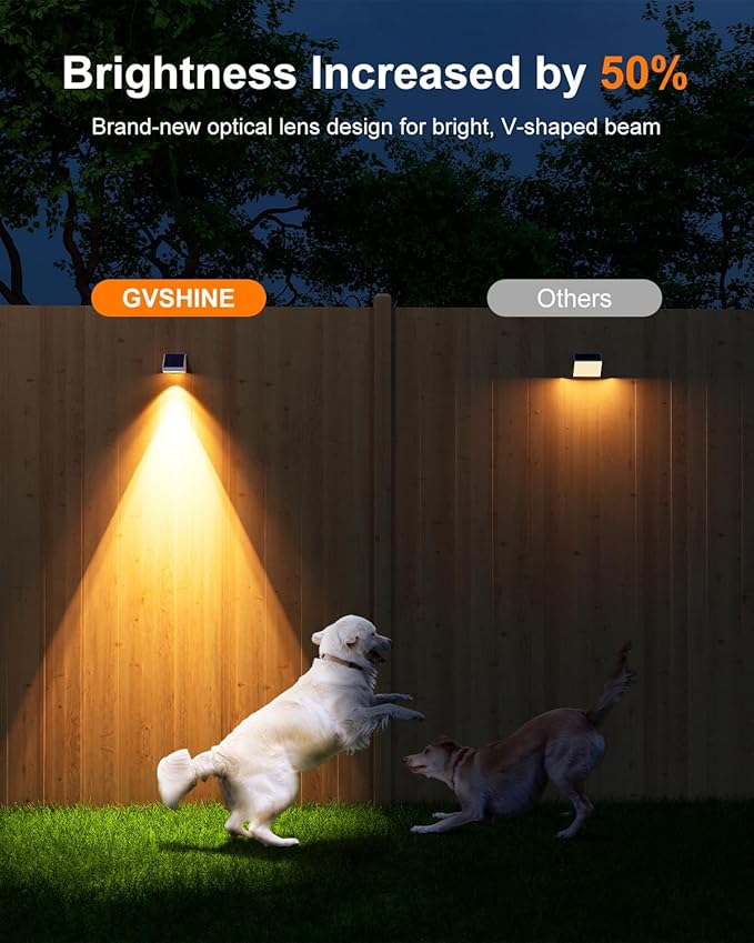 12 Pack Solar Powered Fence Lights Outdoor Waterproof with Warm White LED Spot Lens for Outside Pool Cage Patio Yard Rail Garage Adhesive Designed for Easy Mounted (White Shell)