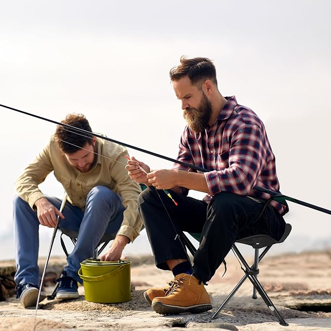 18 Folding Tripod Stool for Adults Heavy Duty Lightweight Portable Three Leg Tall Camping Stool Collapsible Backpacking Tripod Seat Chair for Fishing Hunting Support 225 lbs Black