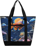 Insulated Shopping BagLarge Reusable Cooler Bags Fishs Printed Foldable Shopping BagTravel Waterproof Shoulder Bag