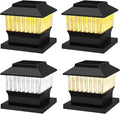 4-Pack Solar Post Cap Lights Outdoor 50 Lumen 3-Color Adjustable (3000K/4000K/6000K) Waterproof LED Lights for 4x4 &amp 5.5x5.5 Posts Black Matte Finish No Wiring Needed - Auto On/Off