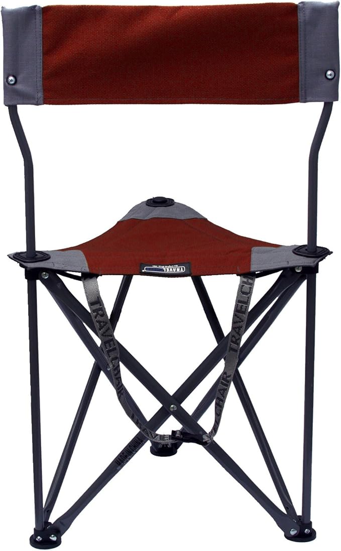 Travel Chair Ultimate Slacker 2.0 Small Folding Tripod Chair with Back for Outdoor Adventures Portable Stool-Chair