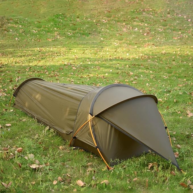 Ultralight Single Person Bivy Tent for Camp 1 Person 3 Season Waterproof Single Person Backpacking for Camping Hiking Backpack Bivy Tent Ultralight 2.2LBS 15D SIL-Coated Nylon PU3000MM