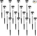 SOLPEX 24 Pack Solar Outdoor Lights Pathway Stainless Steel Solar Lights Outdoor WaterproofLED Landscape Lighting Walkway for Landscape/Patio/Lawn/Yard/Driveway-Cold White