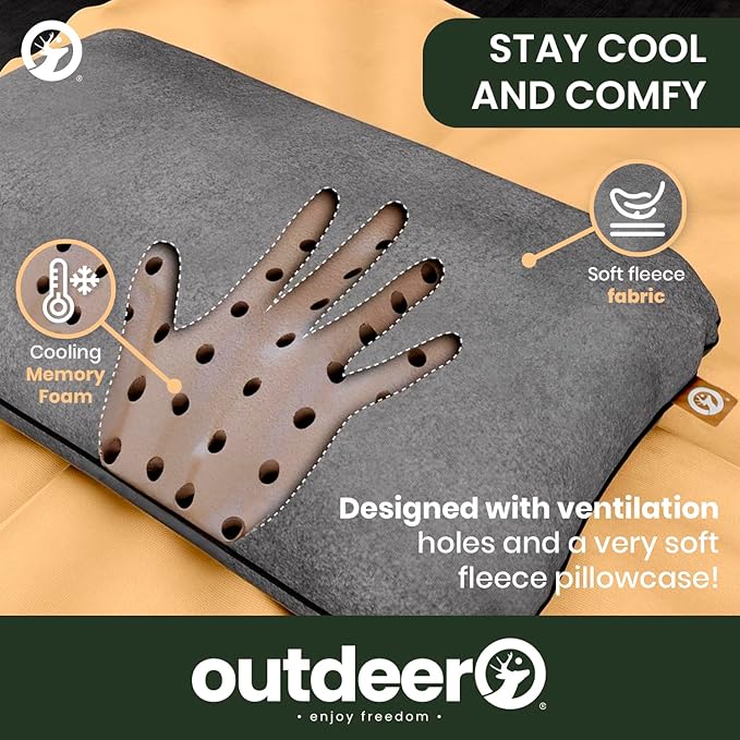 Camping Pillow Compressible Memory Foam Travel &amp Camp Pillow for Sleeping Bag with Washable Fleece Pillowcase &amp Portable Storage Bag Lightweight Easy Carry for Outdoors Backpacking Pillow