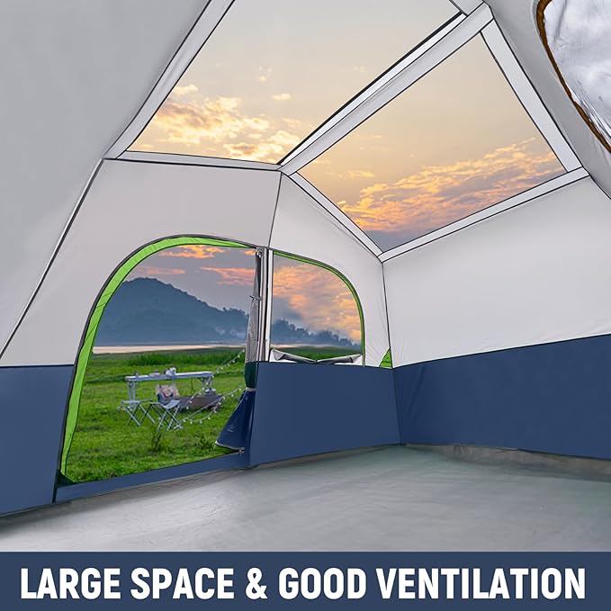 HIKERGARDEN 6-8 Person Camping Tent - Portable Family Cabin Tent for Camp Windproof Fabric Camp Tent Outdoor for Hiking Backpacking Traveling