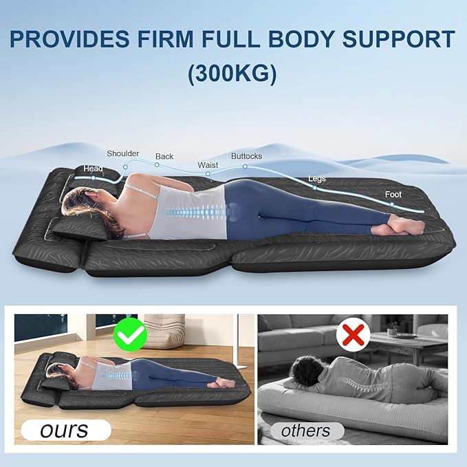 Inflatable SUV Air Mattress Bed Car Mattress Double-Sided Flocking Travel Camping Bed Car Sleeping Mattress for Universal SUV with Air Pump 2 Pillows