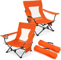 Joyfair Beach Camping Chair (2 Pack) Outdoor Folding Lawn Chair for Adults Heavy Duty Portable Chair with Armrest for Outside Fishing Sport Patio Cup Holder &amp Storage Pocket Carry Bag (Orang