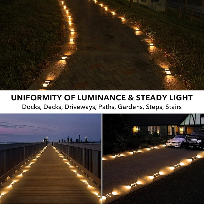 AGPTEK Solar Driveway Lights 20 Pack Outdoor Deck Dock Marine LED Solar Powered Waterproof Driveway Marker Lights for Warning Step Sidewalk Pathway Garden Yard (Warm White)