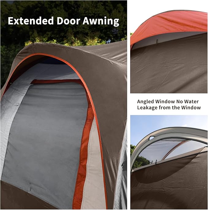 CAMPROS CP Camping Tent 10 Person Family Cabin Tent 2 Room Water Resistant Waterproof Tent with Top Rainfly 4 Large Mesh Windows Double Layer Easy Set Up Portable with Carry Bag 16ft x 9ft x72in