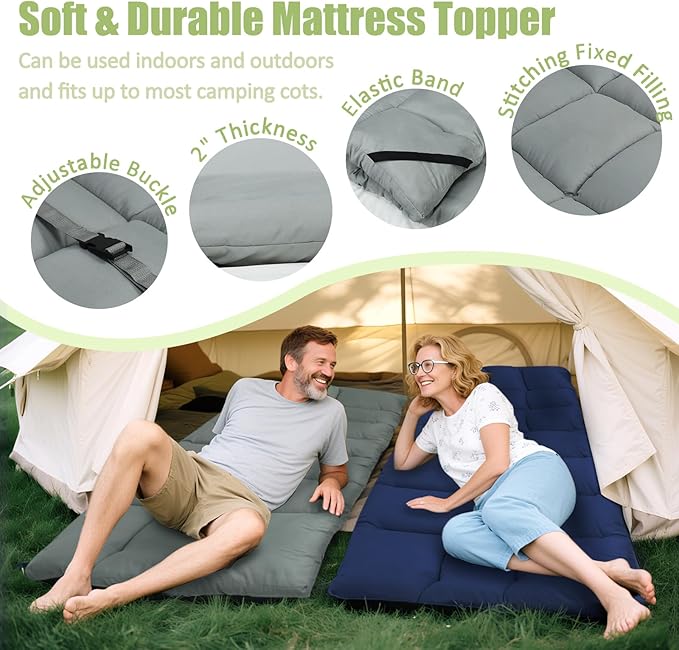 Tuphen Cot Mattress Pad-Cot Pads for Camping Cot Mattress Topper Camping Mattress Sleeping Pad 75x30 Soft Lightweight Quilted Pads for Camp Cot/RV Bunk/Narrow Twin Beds