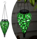 Solar Hanging Lantern Outdoor Lights Tear-Shaped 15 LEDs Cool White Hanging Lights with S Hooks Decor in Garden Yard Pathway Front Door and Landscape