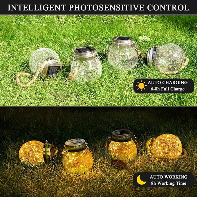 Solar Lanterns Outdoor  Warm White LED Waterproof Garden Hanging Lights for Patio Yard Lawn Pathway Bright Weather-Resistant String Lights (2 Pack Warm White)