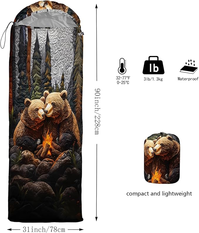 AILONEN Floral Wolf Sleeping Bag for Girls WomenWarm and Cool WeatherLightweightWaterproof BackpackingColorful Flower Animal Print Sleeping Bag for Camping