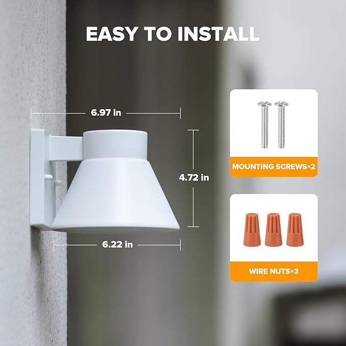UME 2 Pack LED Outdoor White Front Porch Lights Waterproof Wall Lantern Light Fixture Anti-Rust Farmhouse Barn Wall Sconce for Patio Doorway Garage