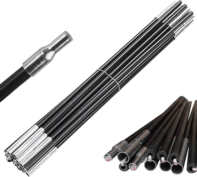 Tent Poles Replacement 8MM 12.8Ft Length Adjustable Fiberglass Tarp Poles 18 Sections Supporting Awning Rods for Camping BackpackingTent Poles Replacement Camping Tent Tarp Poles Replacement