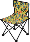 Leopard Spots Orange Black Compact Portable Chairs for Adults Ultra Lightweight Youth Camping Chair Includes Carry Bag Portable Chair for Waiting in Line for Concert Fishing