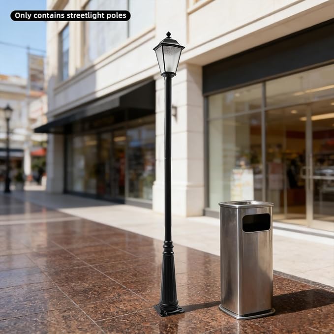 12.5FT Outdoor Lamp Post Split Street Light Pole with Top Globe &amp Ground Cage Lighting Post Fixtures for Pathway Courtyard Parking Lot Fits Standard 3 Post Top Fixtures (12.5FT 275+76mm)