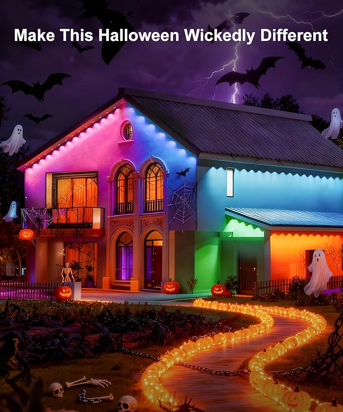 300Ft Permanent Outdoor LightsSmart RGB Outdoor Lights with Remote APP Control IP67 Waterproof Outside Light for House for Daily Garden TV Backlights Christmas Decor