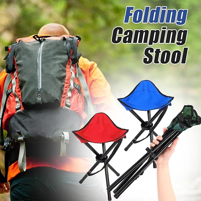 3 Pack Folding Camping Stool 12.2 x 14.96 Inch Portable Collapsible Chair Tripod Stool Hiking Chair for Fishing Beach Picnic Outdoor Gardening and Travel