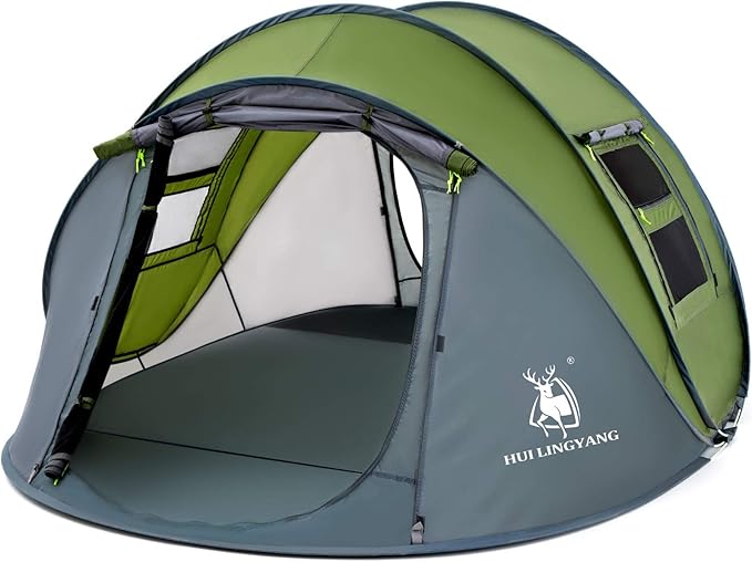 4 Person Easy Pop Up Tent9.5’X6.6’X52''Waterproof Automatic Setup2 Doors-Instant Family Tents for Camping Hiking &amp Traveling