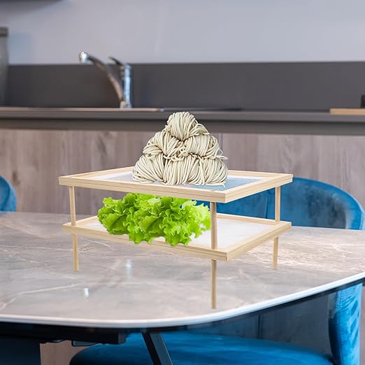 Double-Layer Spaghetti Rack Pasta Drying Stand Household Vegetable and Fruit Drying Rack Kitchen Storage Organizer for Homemade Noodle Preparation