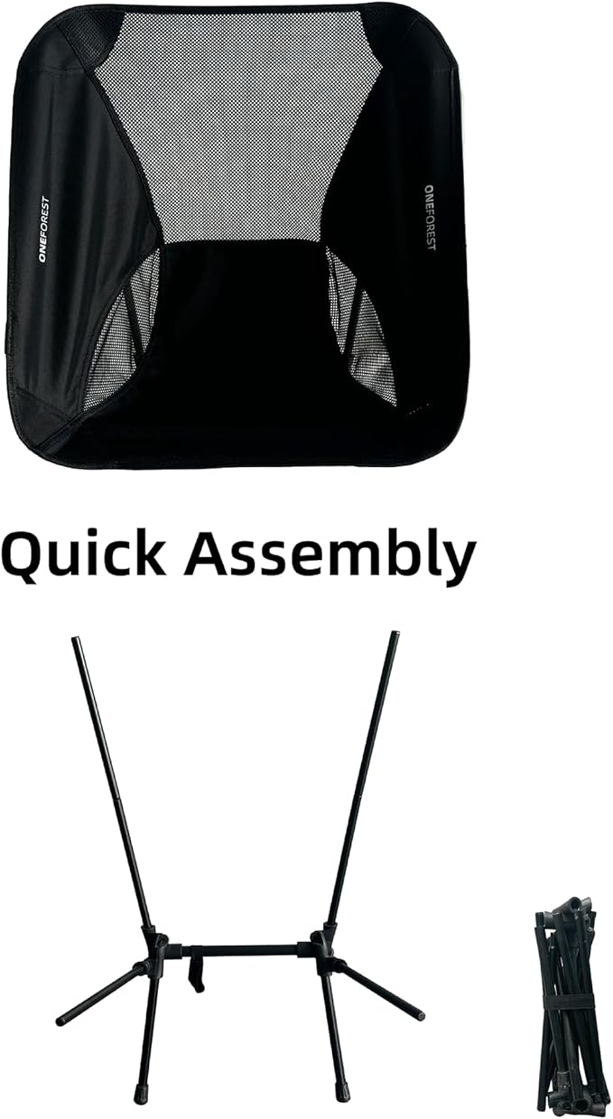 ONEFOREST Camping Chair Foldable Portable Backpacking Chair for Beach Camp Hiking Outdoor Sport Black