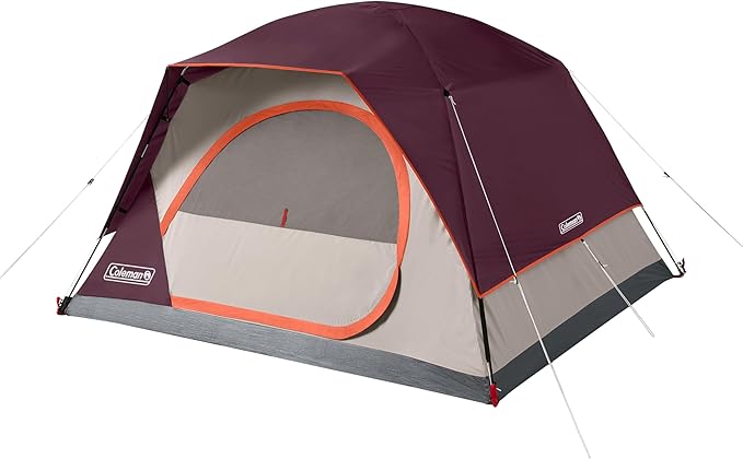 Coleman Skydome Tent with 5 Minute Setup 2/4/6/8-Person Weatherproof Tent with Rainfly &amp Carry Bag 20% More Headroom Than Traditional Canopies