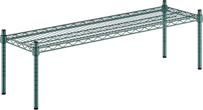 14 x 48 x 14 Green Epoxy Wire Storage Shelf Dunnage Rack Commercial 1 Tier Small Shelf