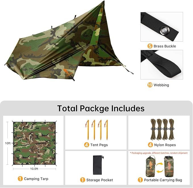 Free Soldier Waterproof Portable Tarp Multifunctional Outdoor Camping Traveling Awning Backpacking Tarp shelter Rain Tarp
