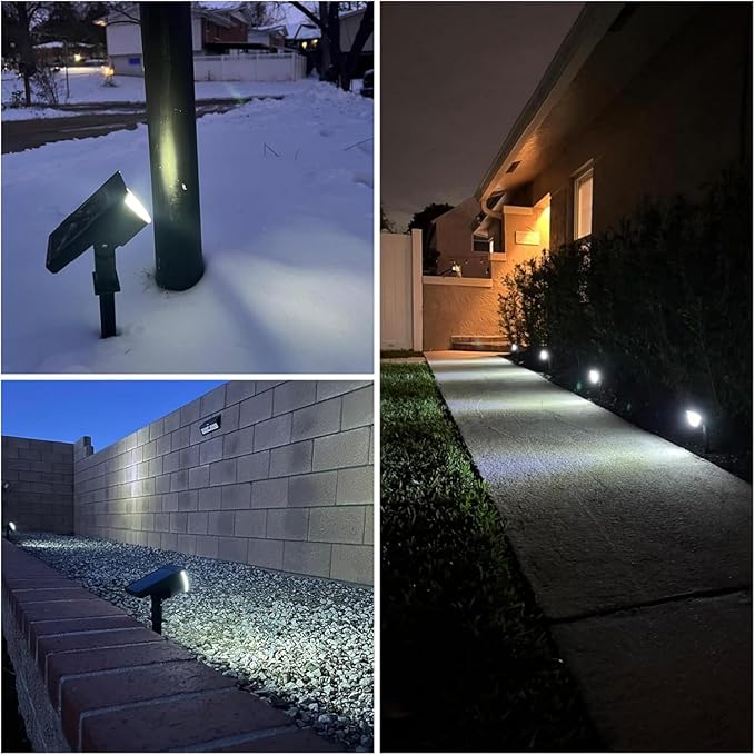 Solar Lights Outdoor Waterproof IP65 Solar Powered 76 LED 3 Lighting Modes Solar Spot Lights Outdoor for Yard Garden Landscape Pathway (White 6 Pack)